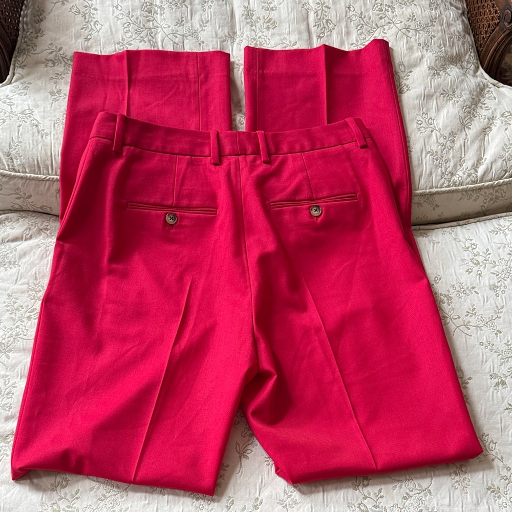 Argent Women's Red Straight Leg Wool Pants Size 8 - Picture 3 of 11